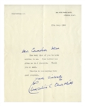 Clementine Churchill Letter Signed -- ''...Winston is now making very good progress...''